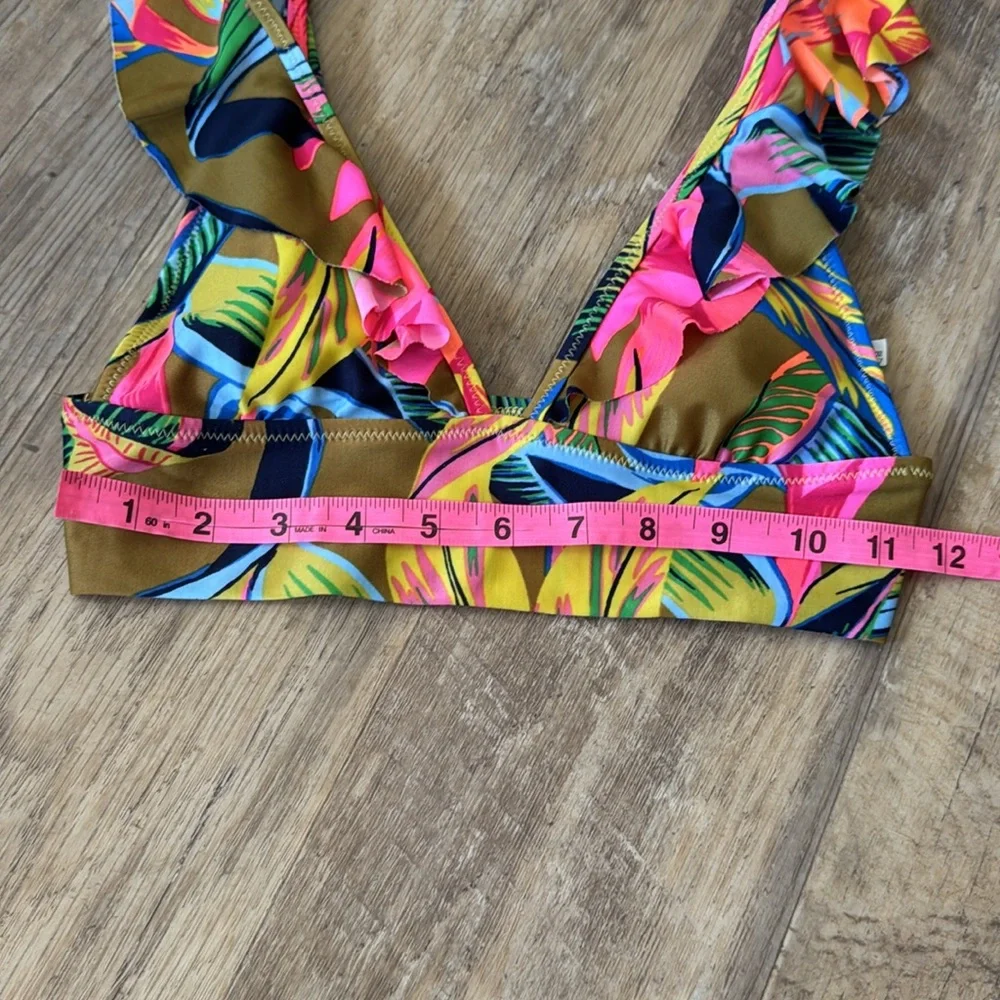 Aerie Ruffle Longline Bikini Top in Heirloom Size XS